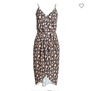 CHELSEA28 SLEEVELESS FAUX WRAP MIDI DRESS IN NAVY LEOPARD NWT WOMEN'S SIZE S